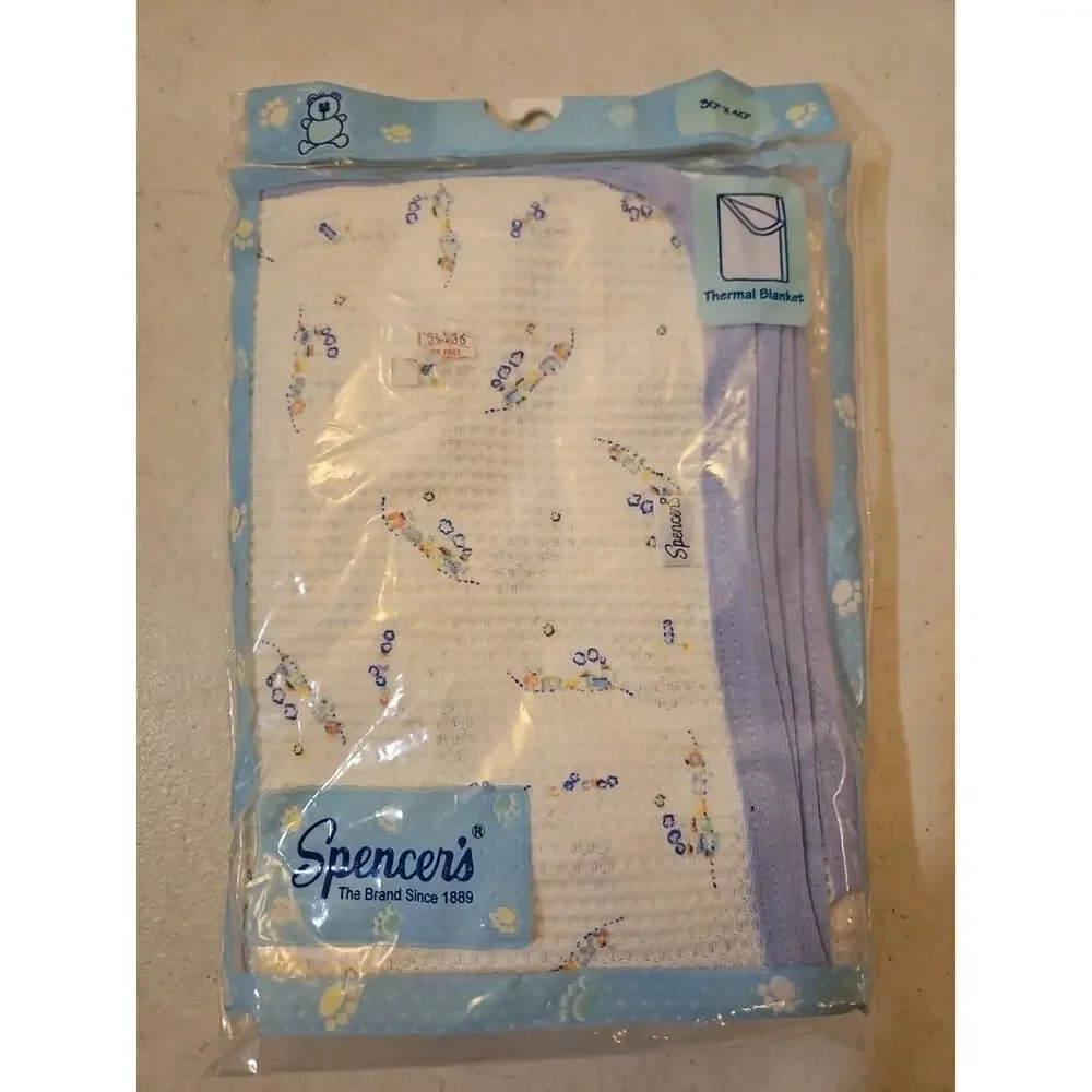 Vintage Spencers Cotton Thermal Knit 30x40 Baby Receiving Blanket Lovey NOS